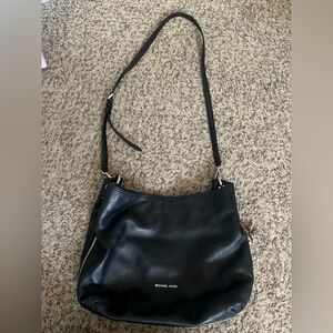 Michael Kors Black Leather Shoulder Bag that has zipper expansion